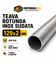 Teava rotunda inox sudata AISI 304, 129 x 2 mm, 6 metri Teava rotunda inox sudata AISI 304, 129 x 2 mm, 6 metri
